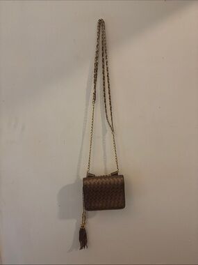 Vintage Jay Herbert New York Metallic Woven Leather Crossbody Bag with Tassel